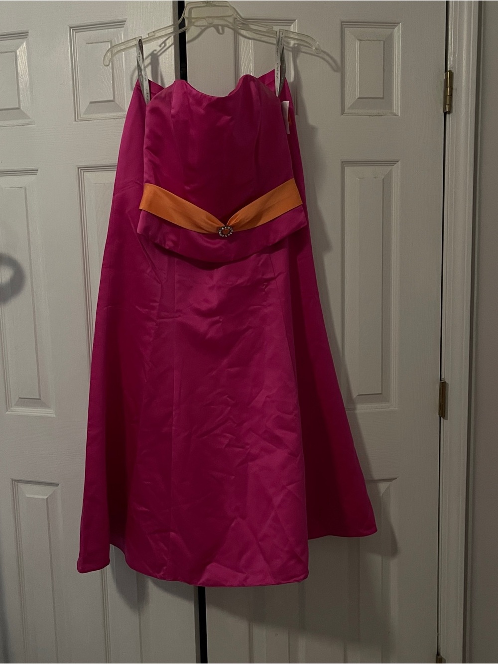 Ladies 2pcs Pink and Orange Satin Costume Dress skirt and top